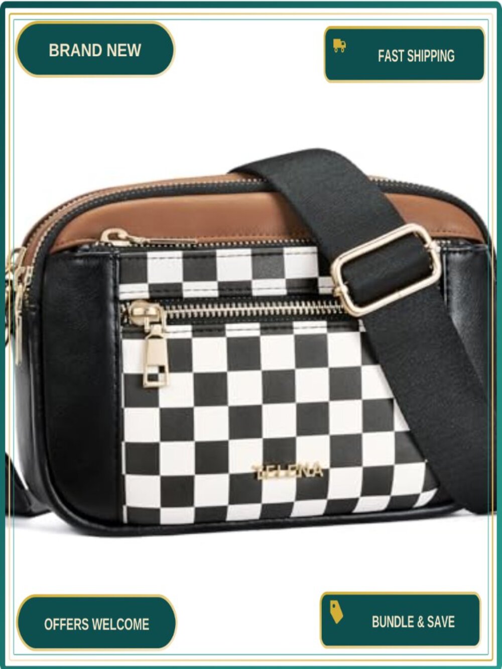 Vegan Leather Small Crossbody Bag Adjustable Strap Women Purse